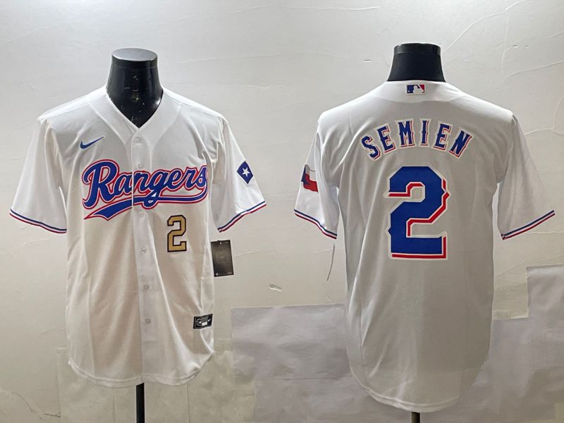 Men Texas Rangers #2 Semien White Game 2025 Nike MLB Jersey style 2